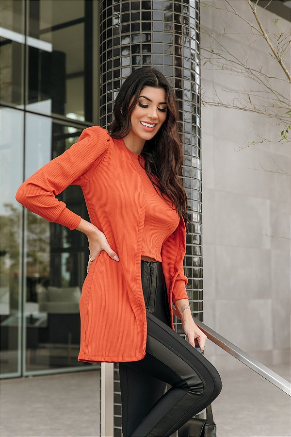 Conjunto Cardigã + Regata Terracota