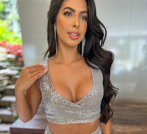 Top de Paetê Nina Prata