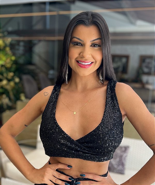 Top de Paetê Nina Preto