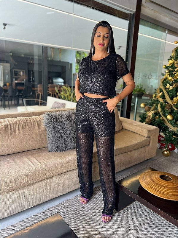 Conjunto de Paetê Rita Preto