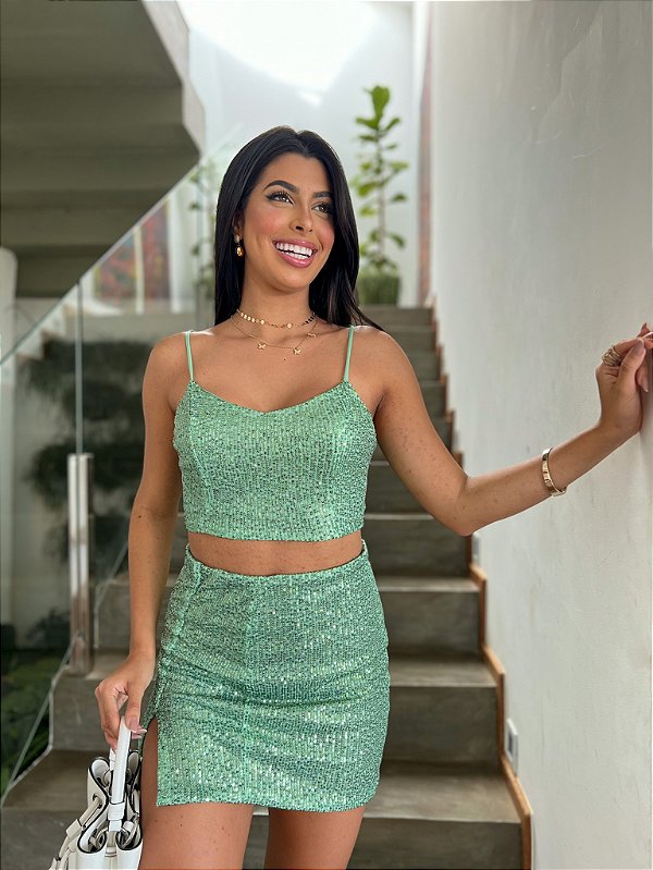 Conjunto de Paetê Isadora Verde Oliva