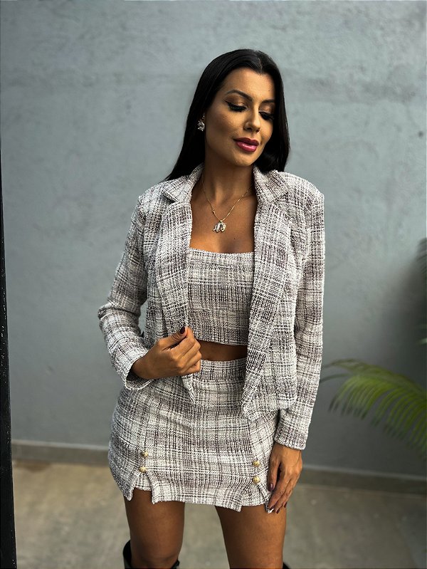 Blazer de Tweed Maitê Coffee