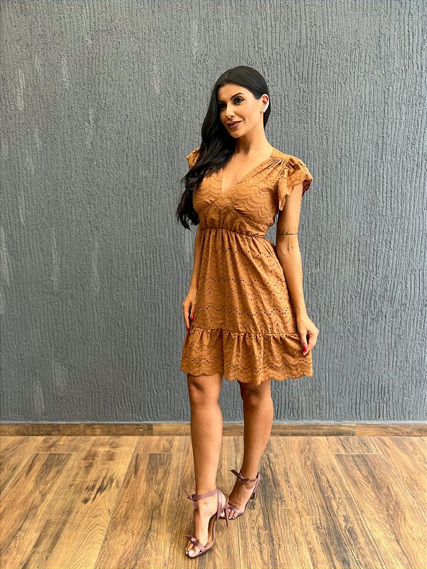 Vestido Pérola Curto de Laise Camel