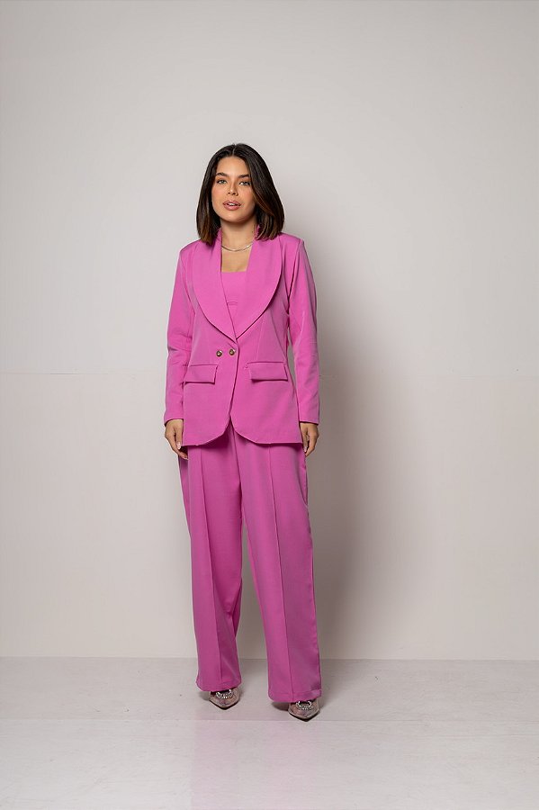 Conjunto de Alfaiataria Betina Rosa Chiclete