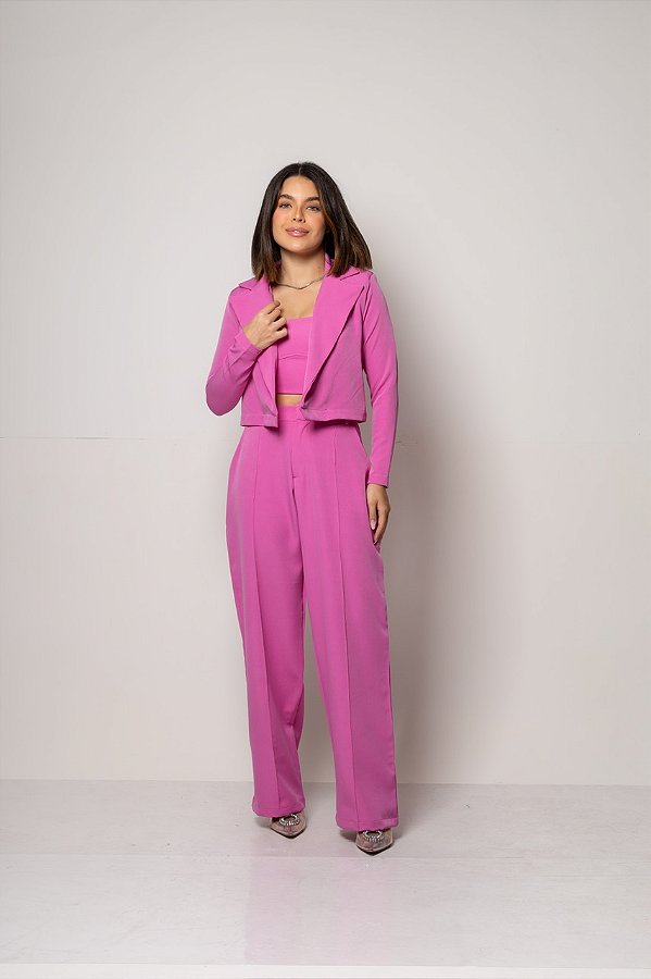 Conjunto de Alfaiataria Stella Rosa Chiclete