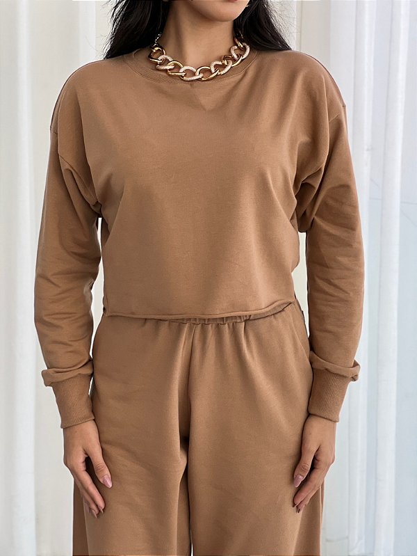 Cropped de moletom Ariane Camel