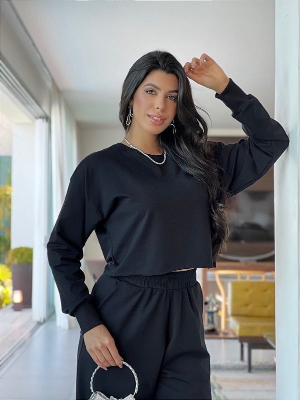 Cropped de moletom Ariane Preto