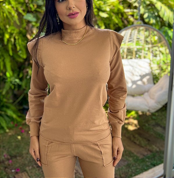 Blusa de Moletom Thais Camel