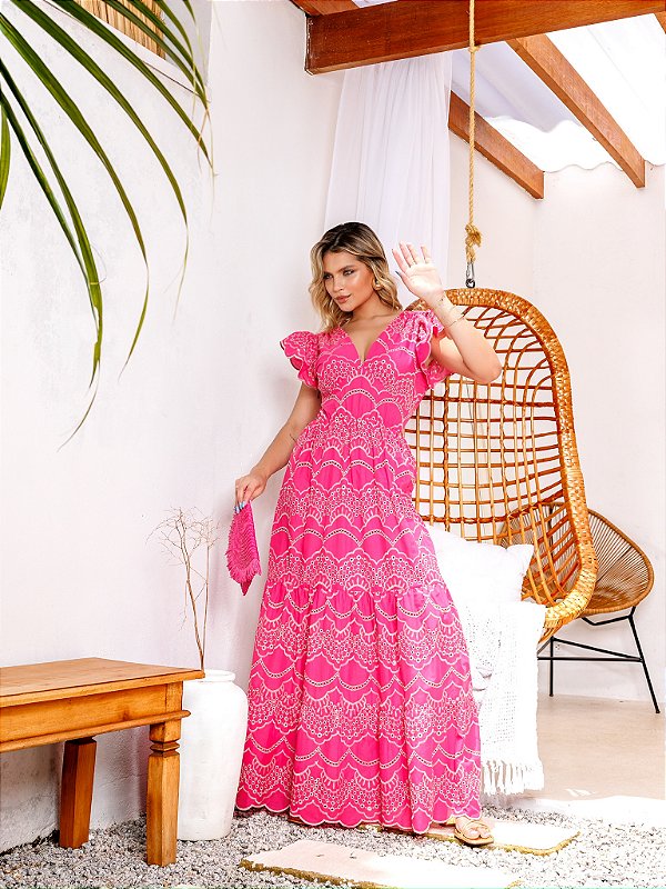 Vestido Glória Longo de Laise Bicolor Pink