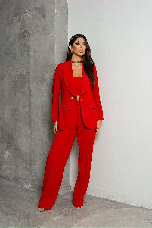 Conjunto de Alfaiataria Betina Vermelho