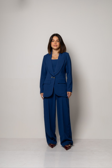 Conjunto de Alfaiataria Betina Azul Petroléo