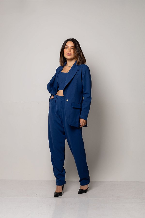 Conjunto de Alfaiataria Cecília  Azul Petroléo