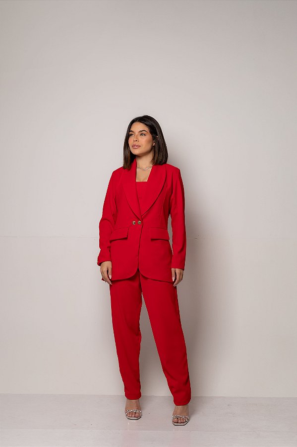 Conjunto de Alfaiataria Cecília - Vermelho