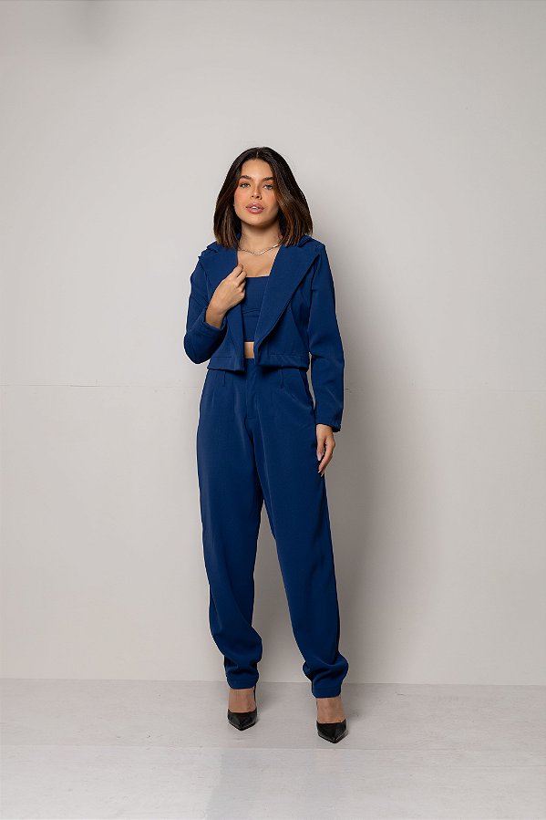 Conjunto de Alfaiataria Lavínia - Azul Petroléo