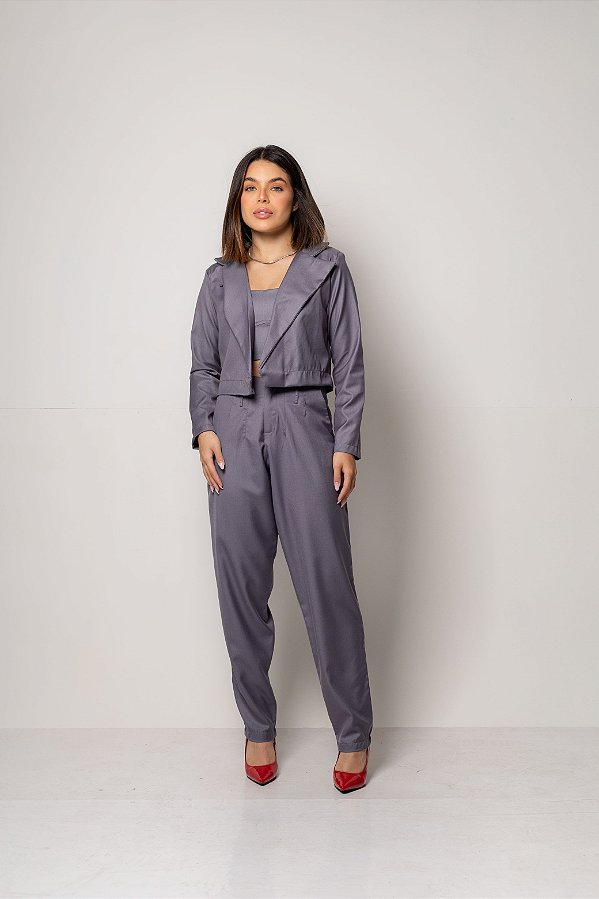 Conjunto de Alfaiataria Lavínia - Cinza