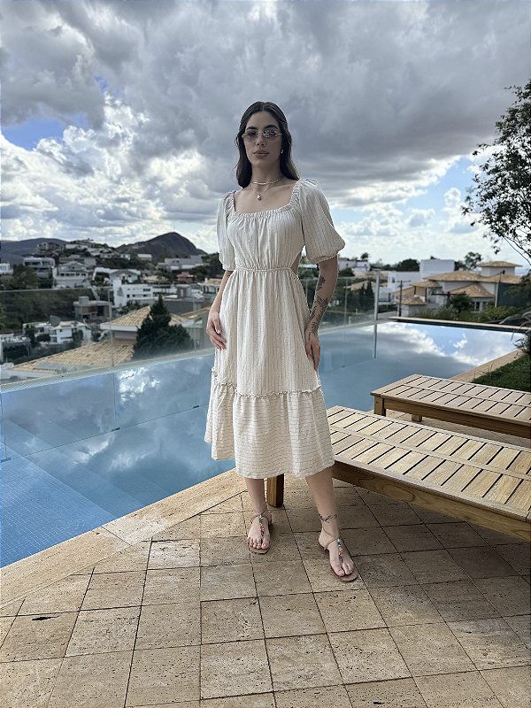 Vestido Edith Ombro a ombro Risca de Giz