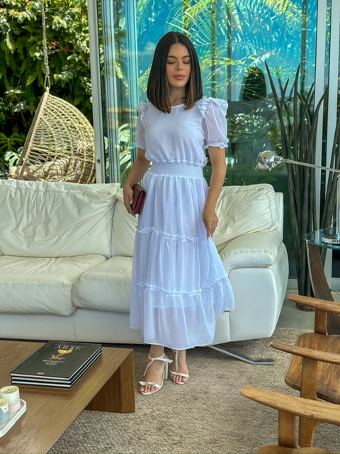 Vestido Rute de Crepe Branco