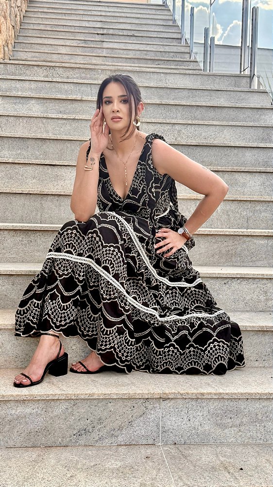 Vestido Diana Bicolor Preto