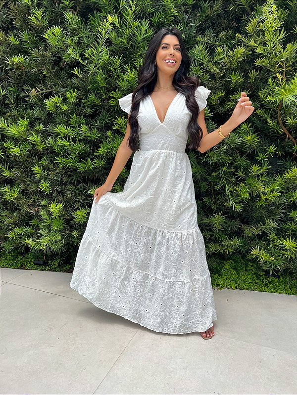 OPORTUNIDADE - Vestido Pérola Longo de Laise Off White