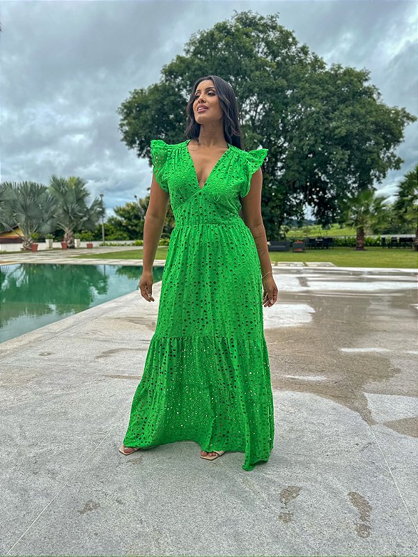 OPORTUNIDADE - Vestido Pérola Longo de Laise Verde