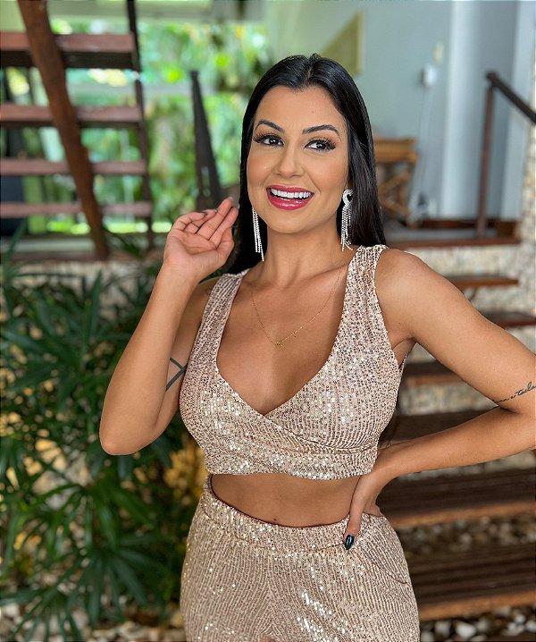 OPORTUNIDADE - Top de Paetê Nina Dourado