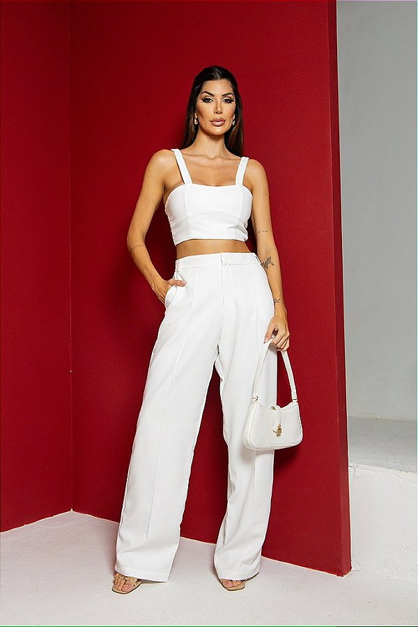 OPORTUNIDADE - Calça Pantalona Helô Off White