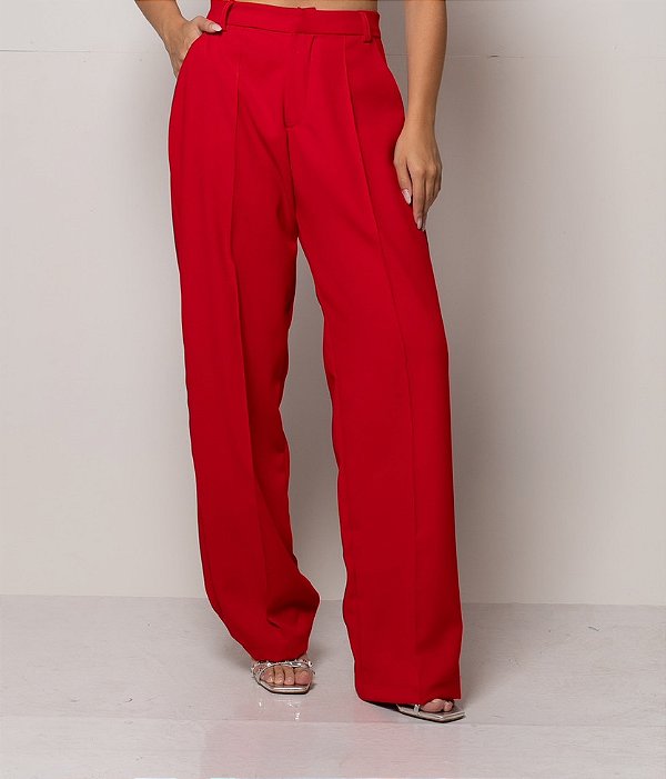 OPORTUNIDADE - Calça Pantalona Helô Vermelha