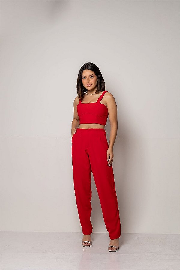 OPORTUNIDADE - Conjunto de Alfaiataria Cecília - Vermelho