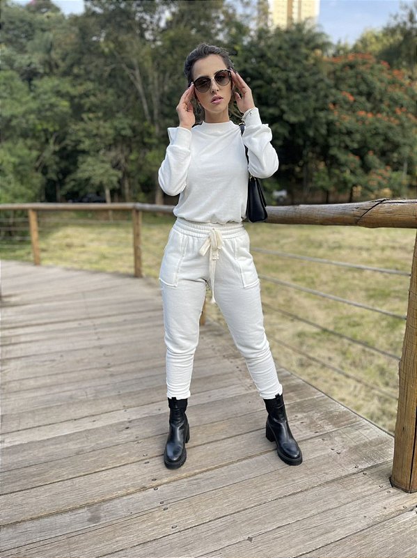 Conjunto de Moletom Amor Off White