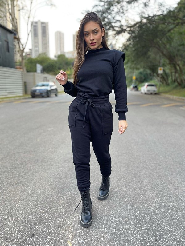 Conjunto de Moletom Amor Preto