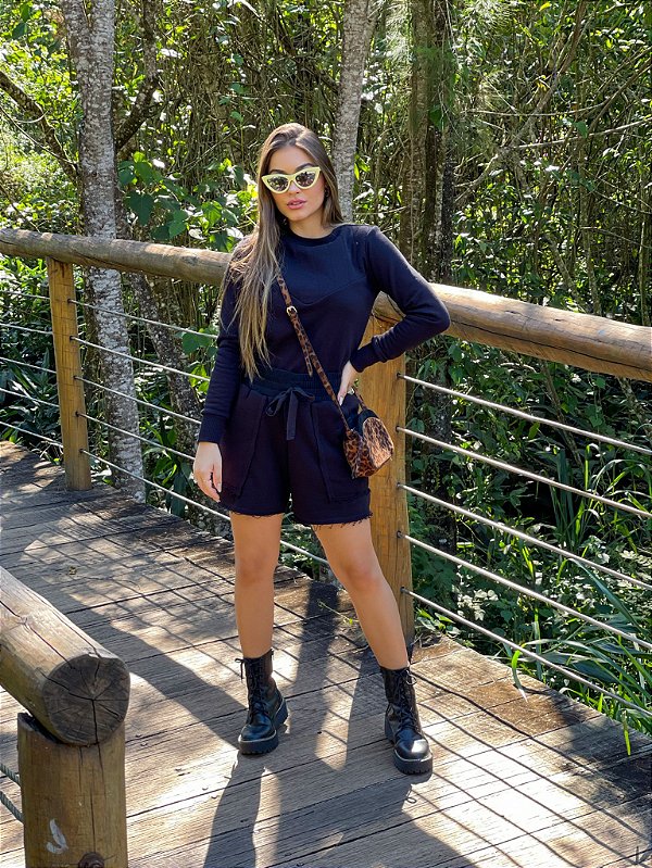 Conjunto de Moletom Alegria  Preto