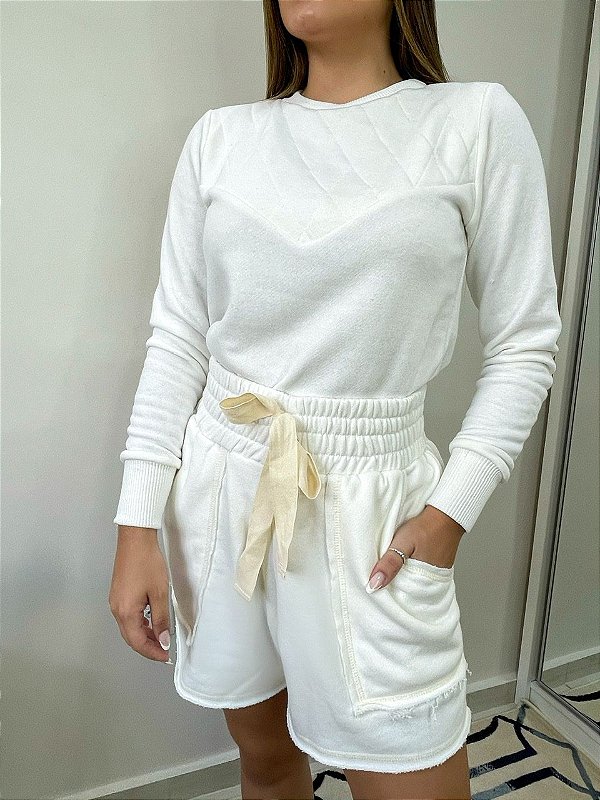 Conjunto de Moletom Alegria  Off White