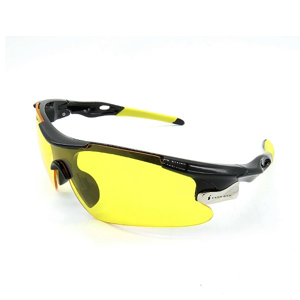 Óculos de Sol Prorider Esportivo Preto e Amarelo com Lente fumê - 9209