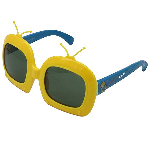 Óculos de Sol Infantil ZJim Silicone Quadrado Amarelo e Azul