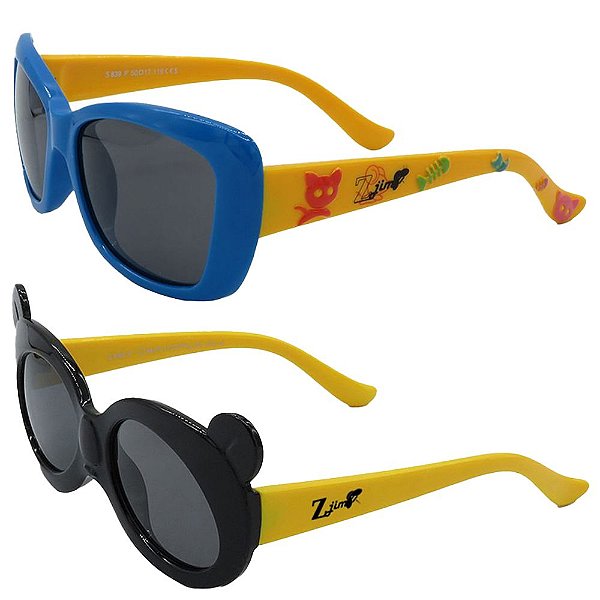 Kit de 2 Óculos de Sol Infantil Zjim Silicone Azul e Preto