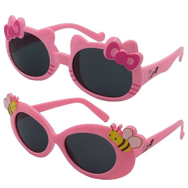 Kit de 2 Óculos de Sol Infantil Zjim Grilamid® TR-90 Rosa e Pink
