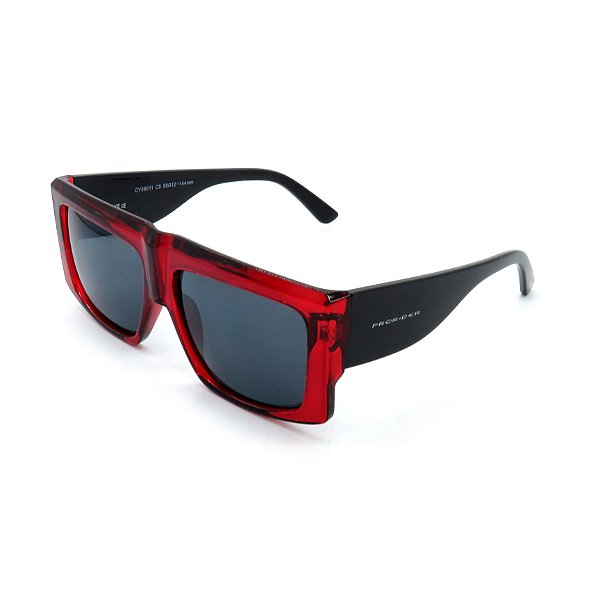 Óculos Solar Prorider Vermelho Translucido e Preto com lente fume - CY59011C5