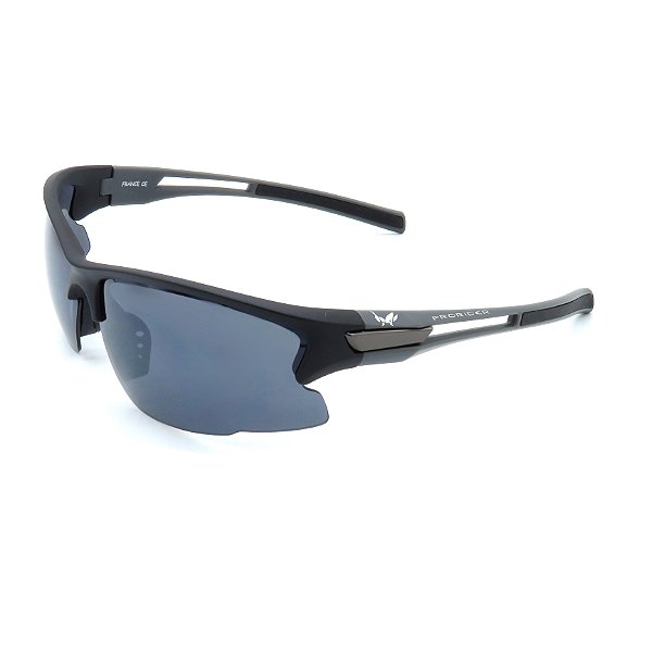Óculos Solar Prorider Esportivo Preto e prata com lente fumê - R20528C5