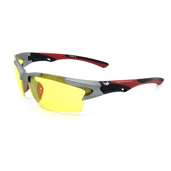 Óculos Solar Prorider Esportivo prata, preto e vermelho. - 26006C5