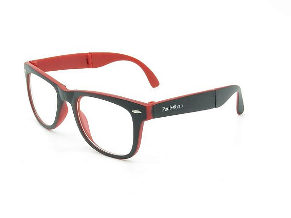 Óculos para Grau Paul Ryan Preto e Vermelho - D8501-2