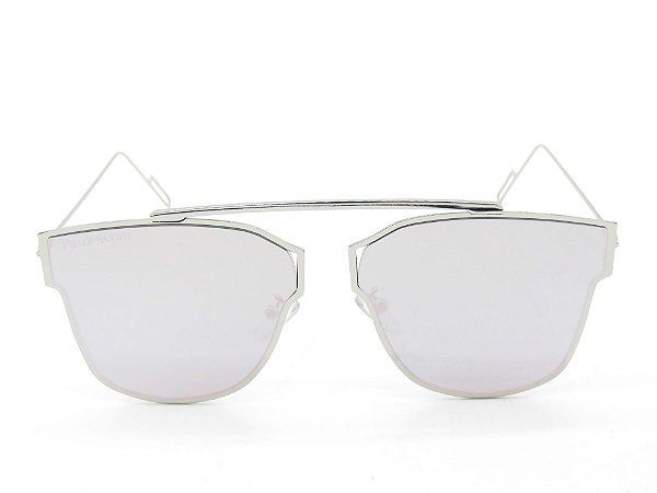 Óculos de Sol Paul Ryan Prata com Lente Espelhada Rosa - KAYAKAN