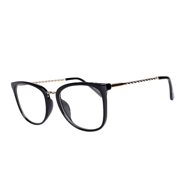 Óculos de Grau Feminino BellClover Preto e Dourado