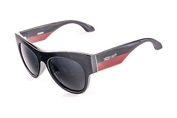Óculos de Sol Voor Vert Preto e Vermelho com Detalhe em Prata - VVOCSLEANAN