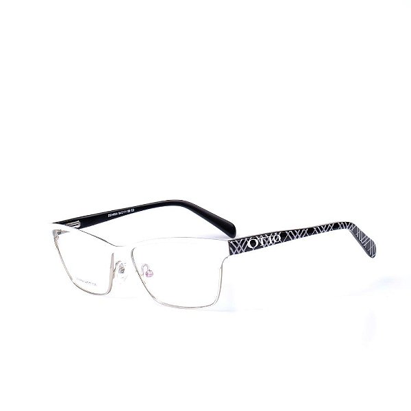 Óculos Receituário Otto - Branco Fosco com Prata e Preto estampado