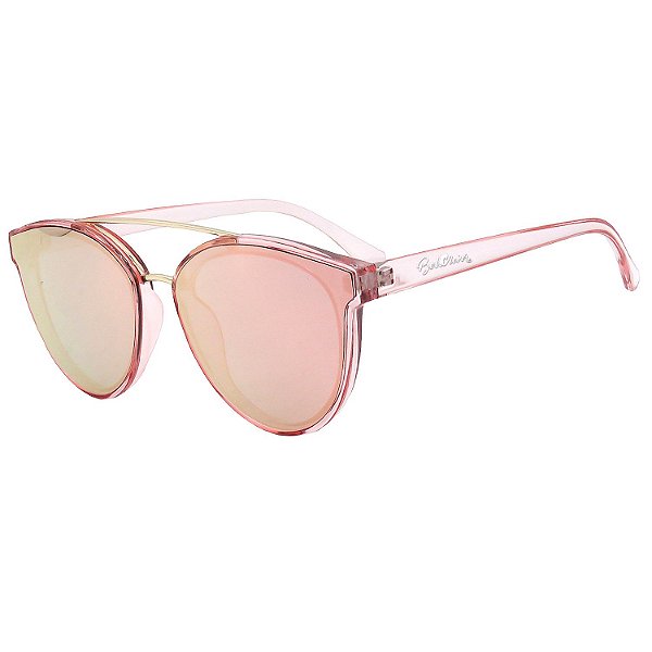 Óculos de Sol BellClover® em Grilamid® TR-90 Redondo Rosa e Espelhado