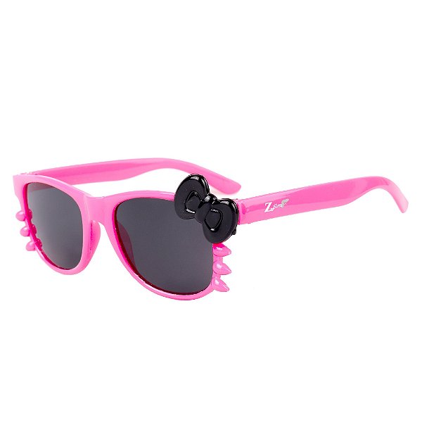 Óculos de Sol Infantil Z-JIM Quadrado Gatinho Pink e Laço Preto