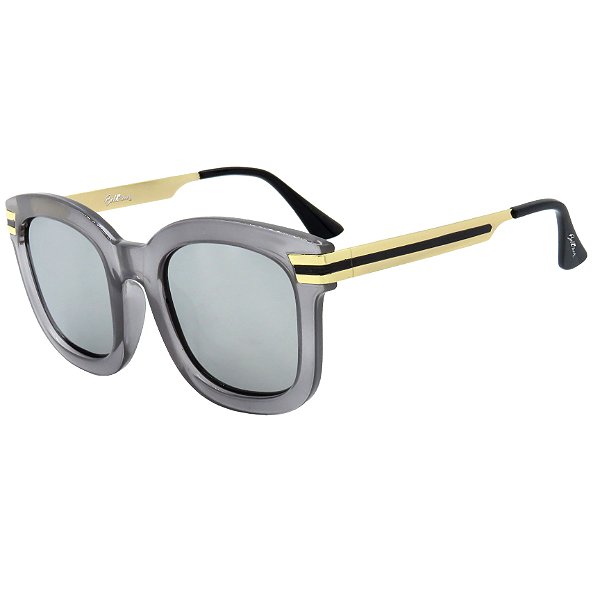 Óculos de Sol BellClover em Grilamid® TR-90 Cinza Claro Translucido Lente Espelhada