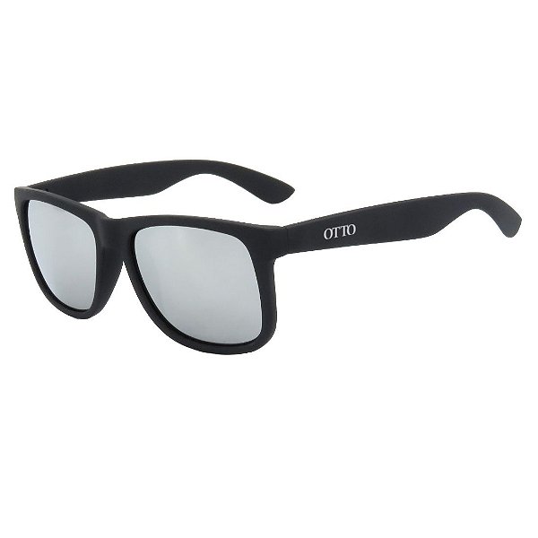 Óculos de Sol Espelhado OTTO em Grilamid® TR-90 Quadrado Preto Fosco