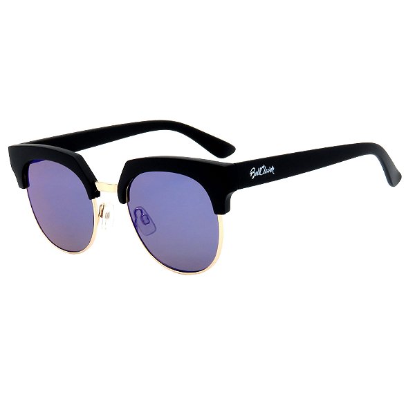 Óculos de Sol BellClover em Grilamid® TR-90 Preto Fosco Lente Espelhada Azul