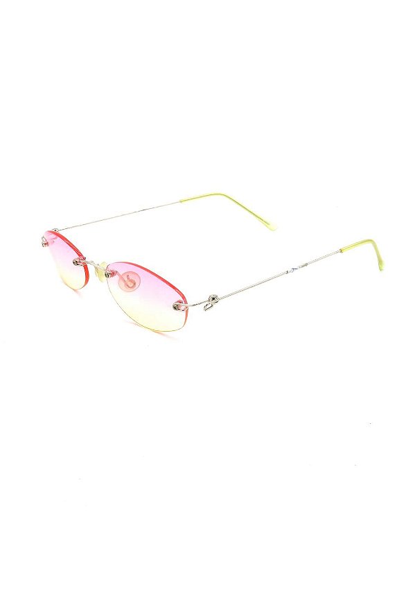 Óculos Solar Prorider retro dourado com lente degrade rosa e amarela -  CA121